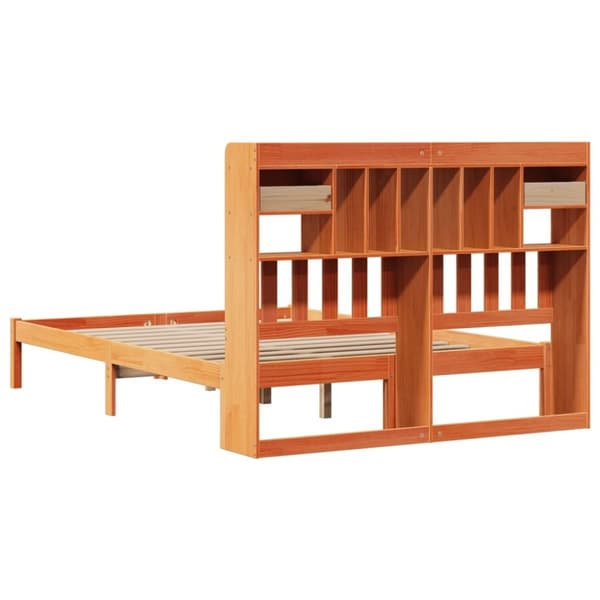 vidaXL seng med reol uden madras 140x190cm massivt fyrretræ gyldenbrun