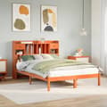 Miniatyrbilde 2 av 11: vidaXL Seng med bokhylle uten madrass voksbrun 150x200 cm heltre furu