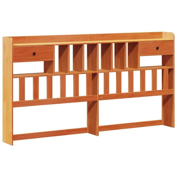 vidaXL Seng med bokhylle uten madrass voksbrun 180x200 cm heltre furu