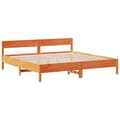 Miniatyrbilde 9 av 11: vidaXL Seng med bokhylle uten madrass voksbrun 180x200 cm heltre furu