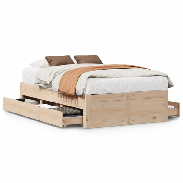 vidaXL Sengeramme uten madrass med skuffer 120x200 cm heltre furu
