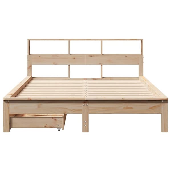 vidaXL Seng med bokhylle uten madrass 120x190 cm heltre furu
