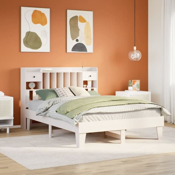 vidaXL Sengeramme uten madrass hvit 140x190 cm heltre furu