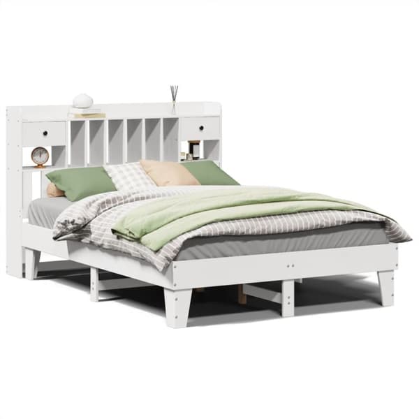 vidaXL Sengeramme uten madrass hvit 140x190 cm heltre furu