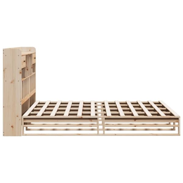 vidaXL Seng med bokhylle uten madrass 200x200 cm heltre furu