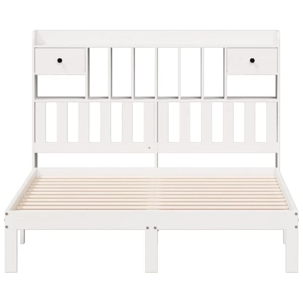 vidaXL Seng med bokhylle uten madrass hvit 160x200 cm heltre furu