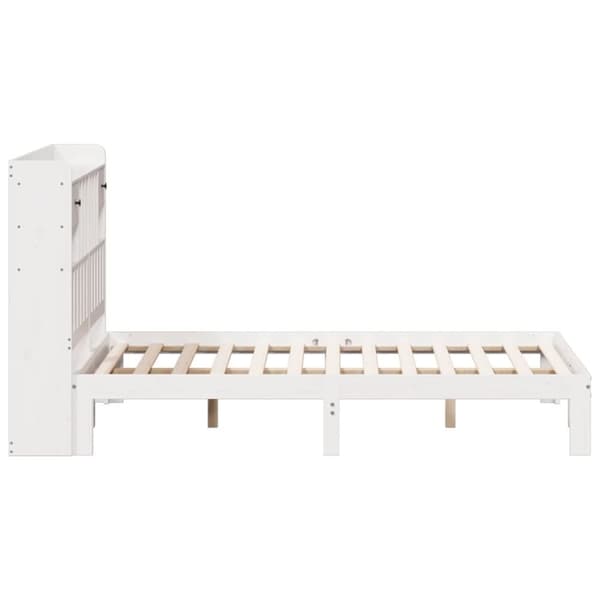 vidaXL Seng med bokhylle uten madrass hvit 160x200 cm heltre furu