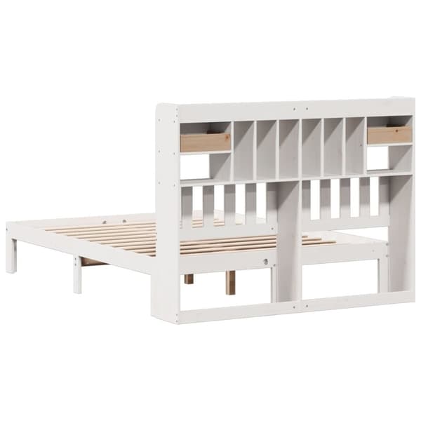 vidaXL Seng med bokhylle uten madrass hvit 160x200 cm heltre furu