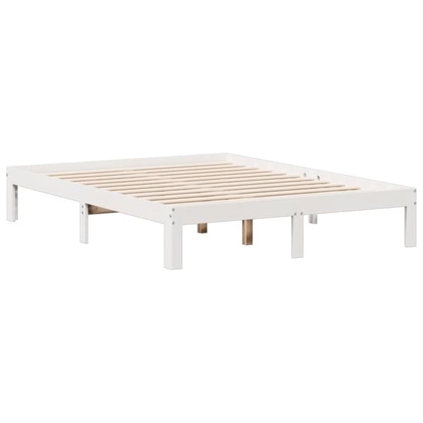 vidaXL Seng med bokhylle uten madrass hvit 160x200 cm heltre furu