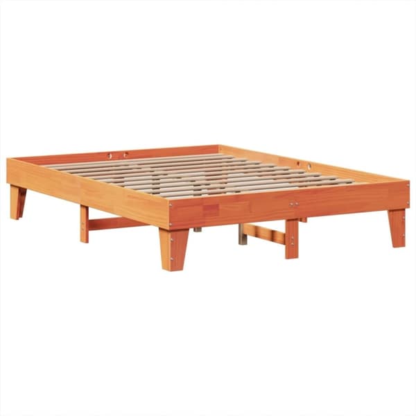 vidaXL Sängynrunko ilman patjaa vahanruskea 150x200 cm täysi mänty