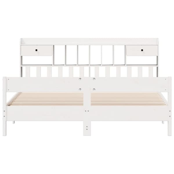 vidaXL Seng med bokhylle uten madrass hvit 200x200 cm heltre furu