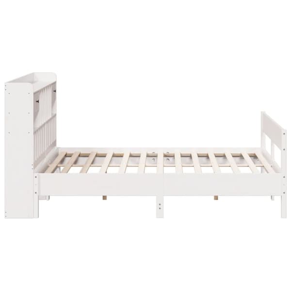 vidaXL Seng med bokhylle uten madrass hvit 200x200 cm heltre furu