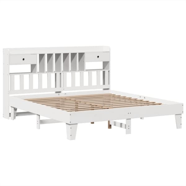 vidaXL Sengeramme med madrass hvit 200x200 cm heltre furu