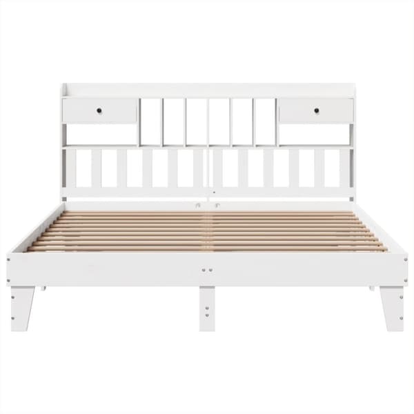 vidaXL Sengeramme med madrass hvit 200x200 cm heltre furu