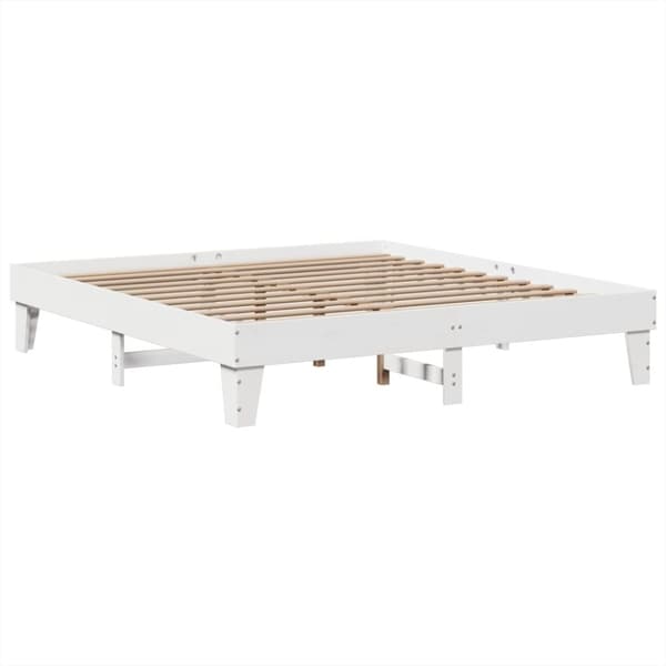 vidaXL Sengeramme med madrass hvit 200x200 cm heltre furu