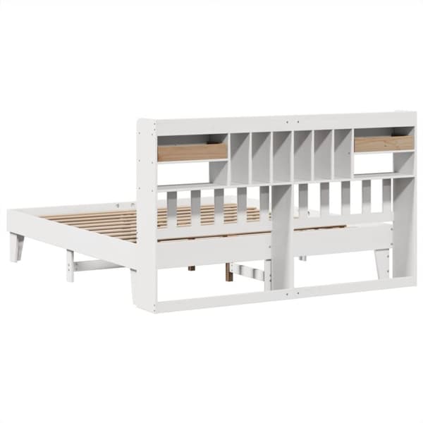 vidaXL Sengeramme med madrass hvit 200x200 cm heltre furu