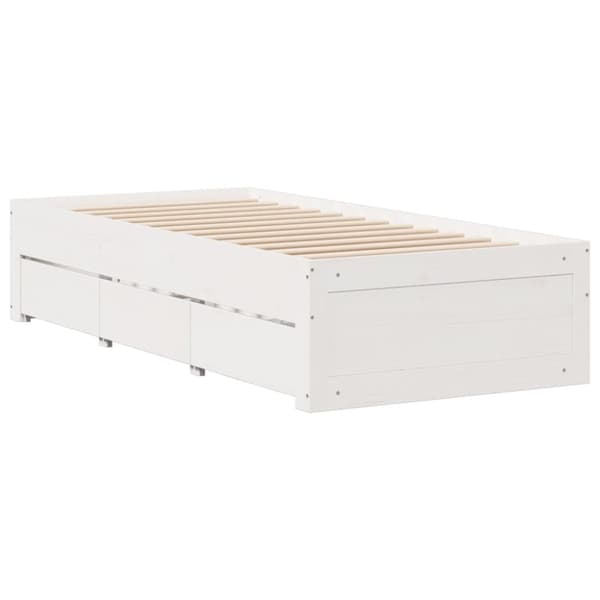 vidaXL Sänky kirjahyllyllä ei patjaa valkoinen 75x190 cm täysi mänty