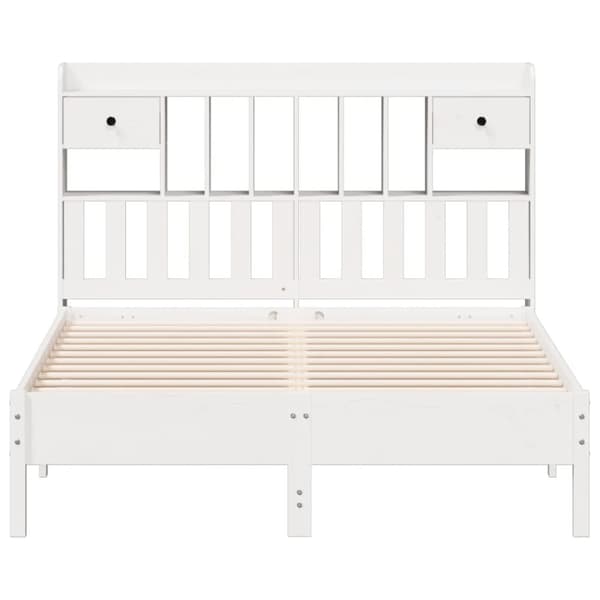 vidaXL Seng med bokhylle uten madrass hvit 150x200 cm heltre furu