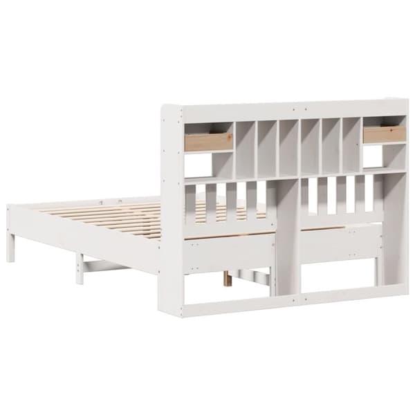 vidaXL Seng med bokhylle uten madrass hvit 150x200 cm heltre furu