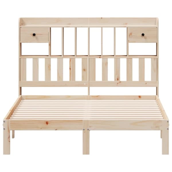 vidaXL Seng med bokhylle uten madrass 140x200 cm heltre furu