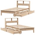 Miniatyrbilde 10 av 11: vidaXL Seng med bokhylle uten madrass 75x190 cm heltre furu