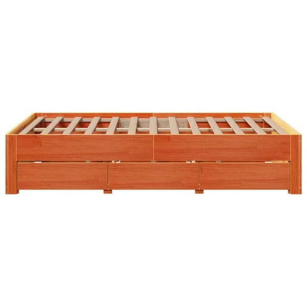 vidaXL Sengeramme uten madrass med skuffer brun 120x190 cm heltre furu