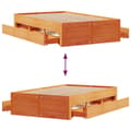 Miniatyrbilde 11 av 11: vidaXL Sengeramme uten madrass med skuffer brun 120x190 cm heltre furu