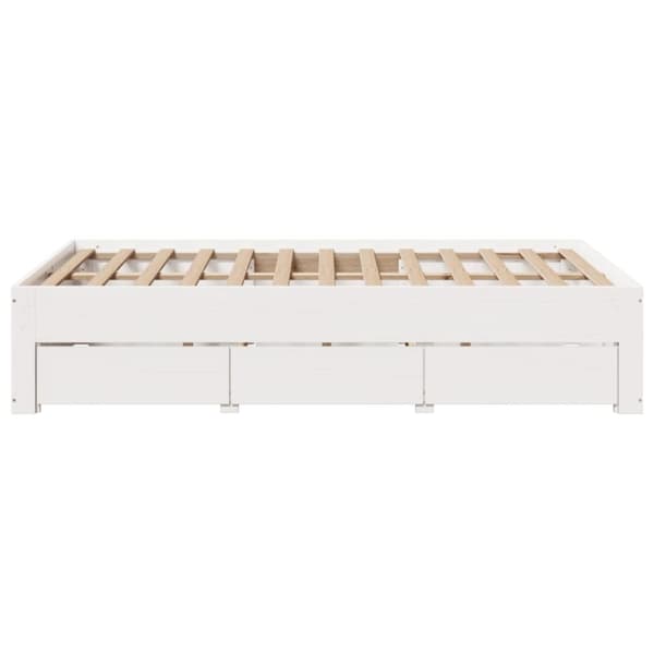 vidaXL Sengeramme uten madrass med skuffer hvit 120x190 cm heltre furu