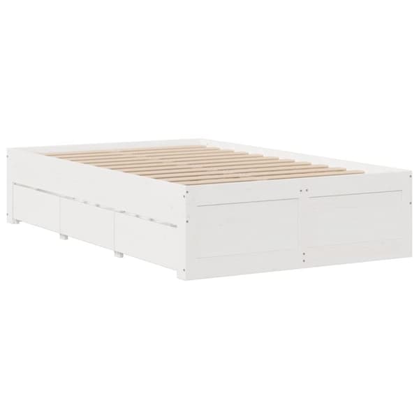 vidaXL Sengeramme uten madrass med skuffer hvit 120x190 cm heltre furu