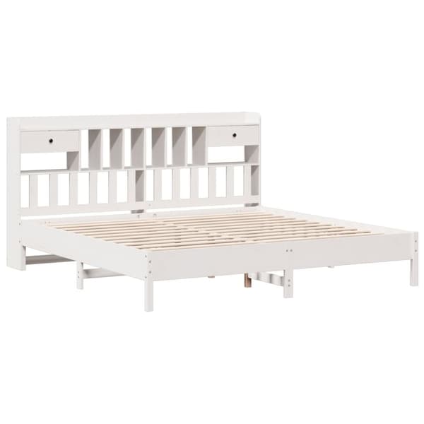 vidaXL seng med reol uden madras 200x200 cm massivt fyrretræ hvid