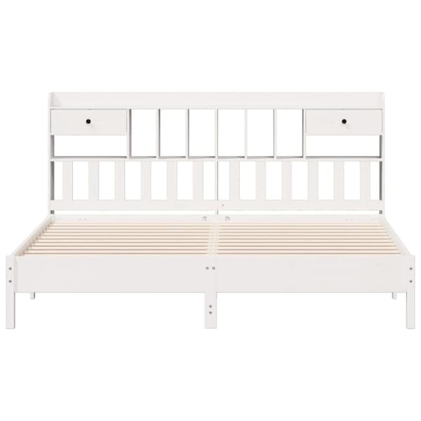 vidaXL seng med reol uden madras 200x200 cm massivt fyrretræ hvid