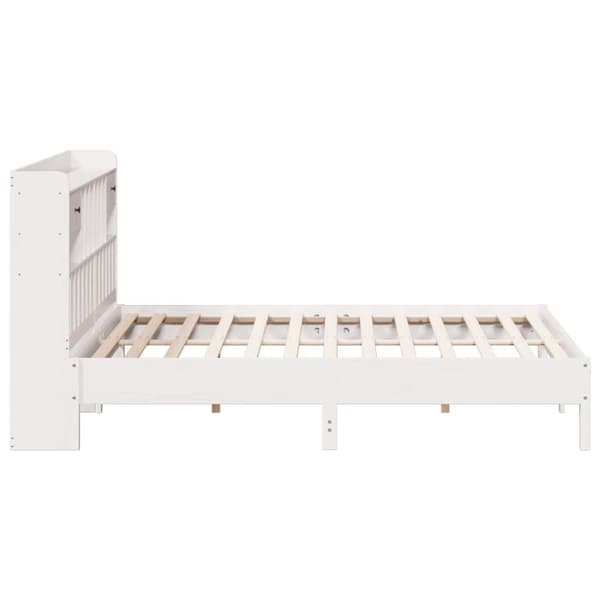 vidaXL seng med reol uden madras 200x200 cm massivt fyrretræ hvid
