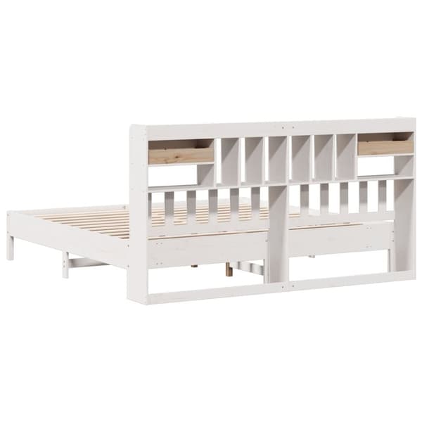 vidaXL seng med reol uden madras 200x200 cm massivt fyrretræ hvid