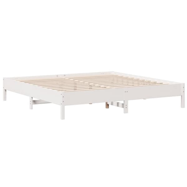 vidaXL seng med reol uden madras 200x200 cm massivt fyrretræ hvid