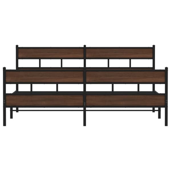 vidaXL Sengeramme i metall uten madrass brun eik 183x213 cm