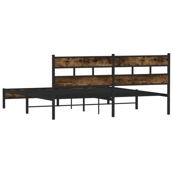 vidaXL Sengeramme i metall uten madrass røkt eik 200x200 cm