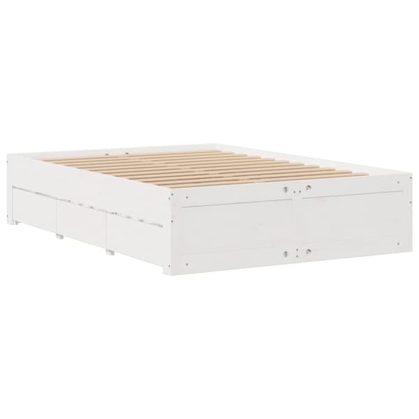 vidaXL sengeramme m. skuffer 150x200 cm uden madras massivt fyr hvid