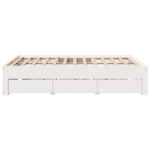 vidaXL sengeramme m. skuffer 150x200 cm uden madras massivt fyr hvid