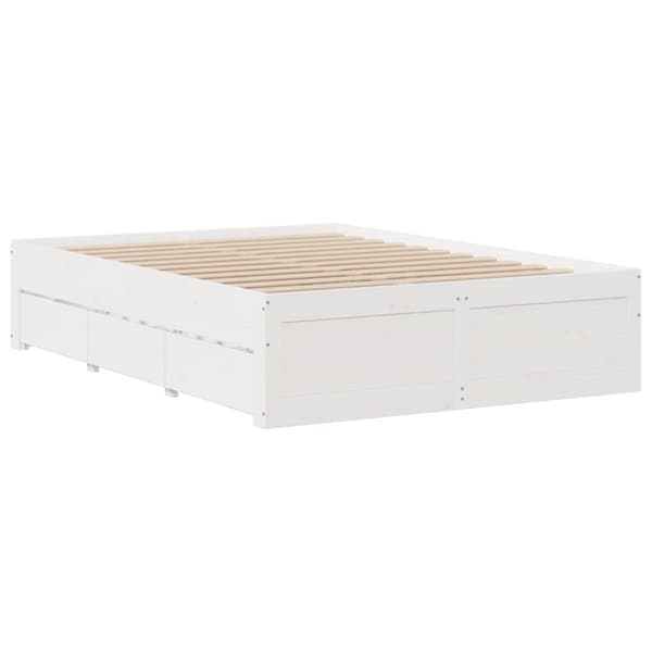 vidaXL sengeramme m. skuffer 150x200 cm uden madras massivt fyr hvid