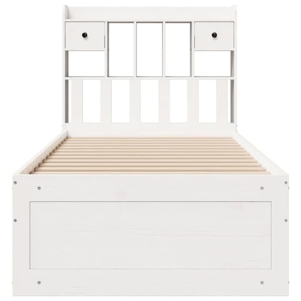 vidaXL Seng med bokhylle uten madrass hvit 75x190 cm heltre furu