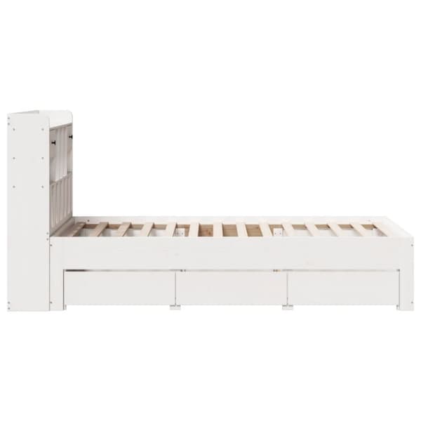 vidaXL Seng med bokhylle uten madrass hvit 75x190 cm heltre furu