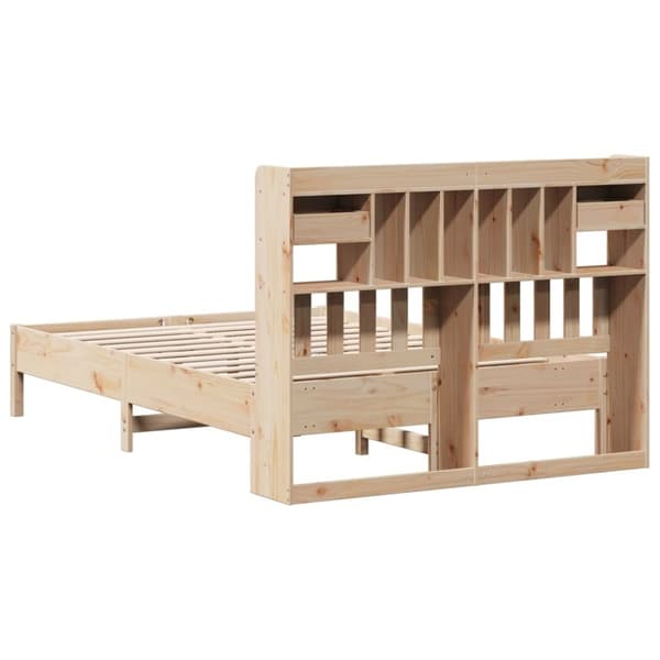 vidaXL Seng med bokhylle uten madrass 140x200 cm heltre furu