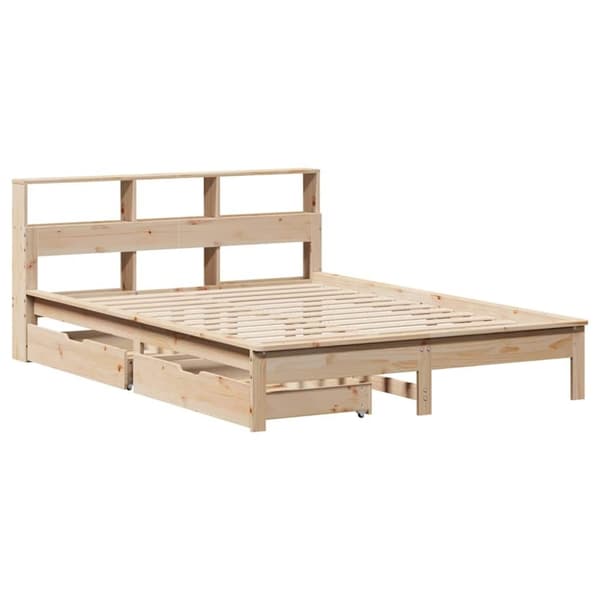 vidaXL Seng med bokhylle uten madrass 120x200 cm heltre furu