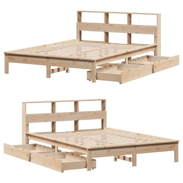 vidaXL Seng med bokhylle uten madrass 120x200 cm heltre furu