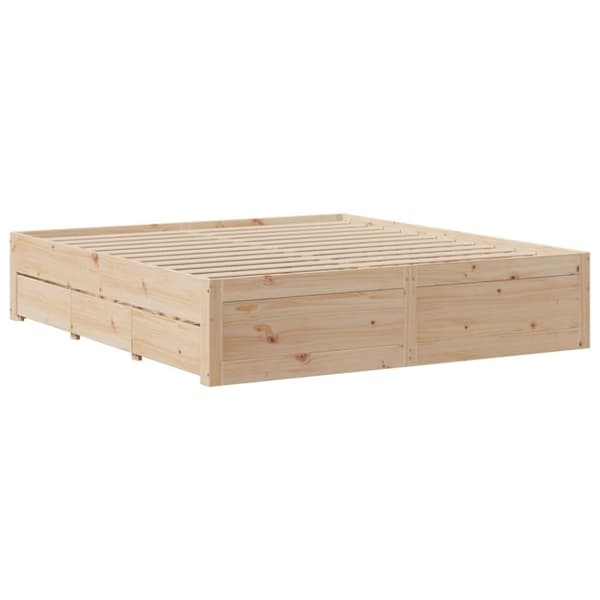 vidaXL sengeramme med skuffer 200x200 cm uden madras massivt fyrretræ