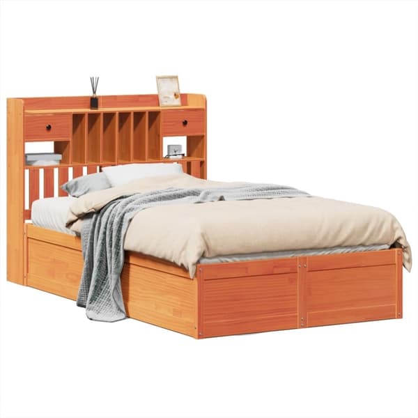 vidaXL Sengeramme uten madrass brun 135x190 cm heltre furu