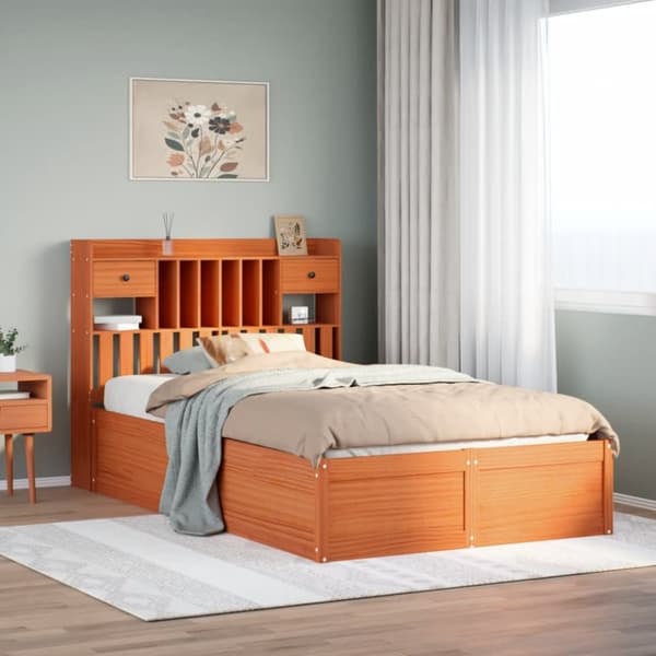 vidaXL Sengeramme uten madrass brun 135x190 cm heltre furu