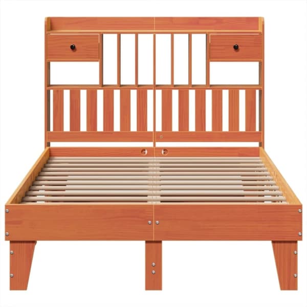 vidaXL Sengeramme uten madrass voksbrun 120x190 cm heltre furu