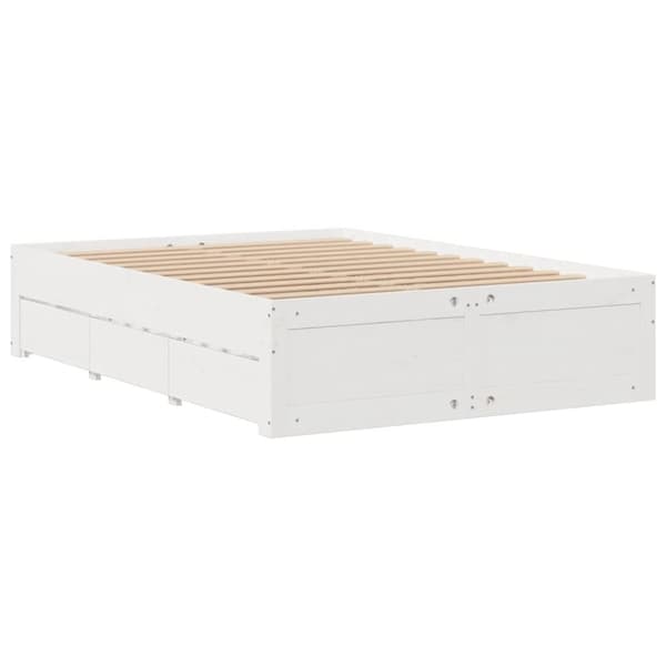 vidaXL sengeramme m. skuffer 140x200 cm uden madras massivt fyr hvid