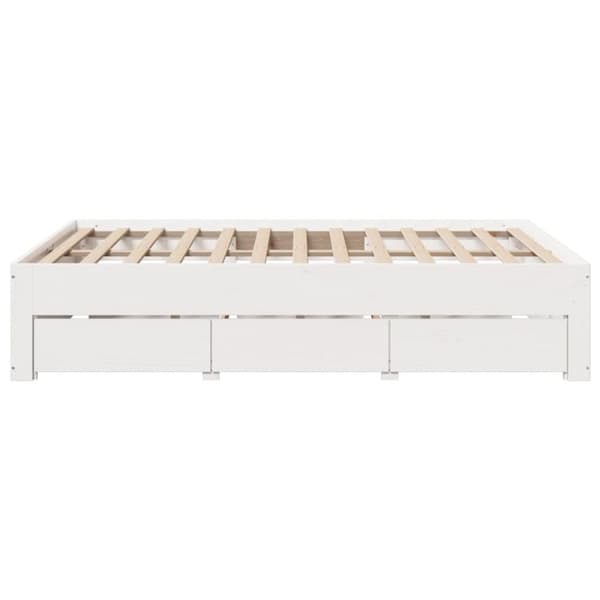 vidaXL sengeramme m. skuffer 140x200 cm uden madras massivt fyr hvid